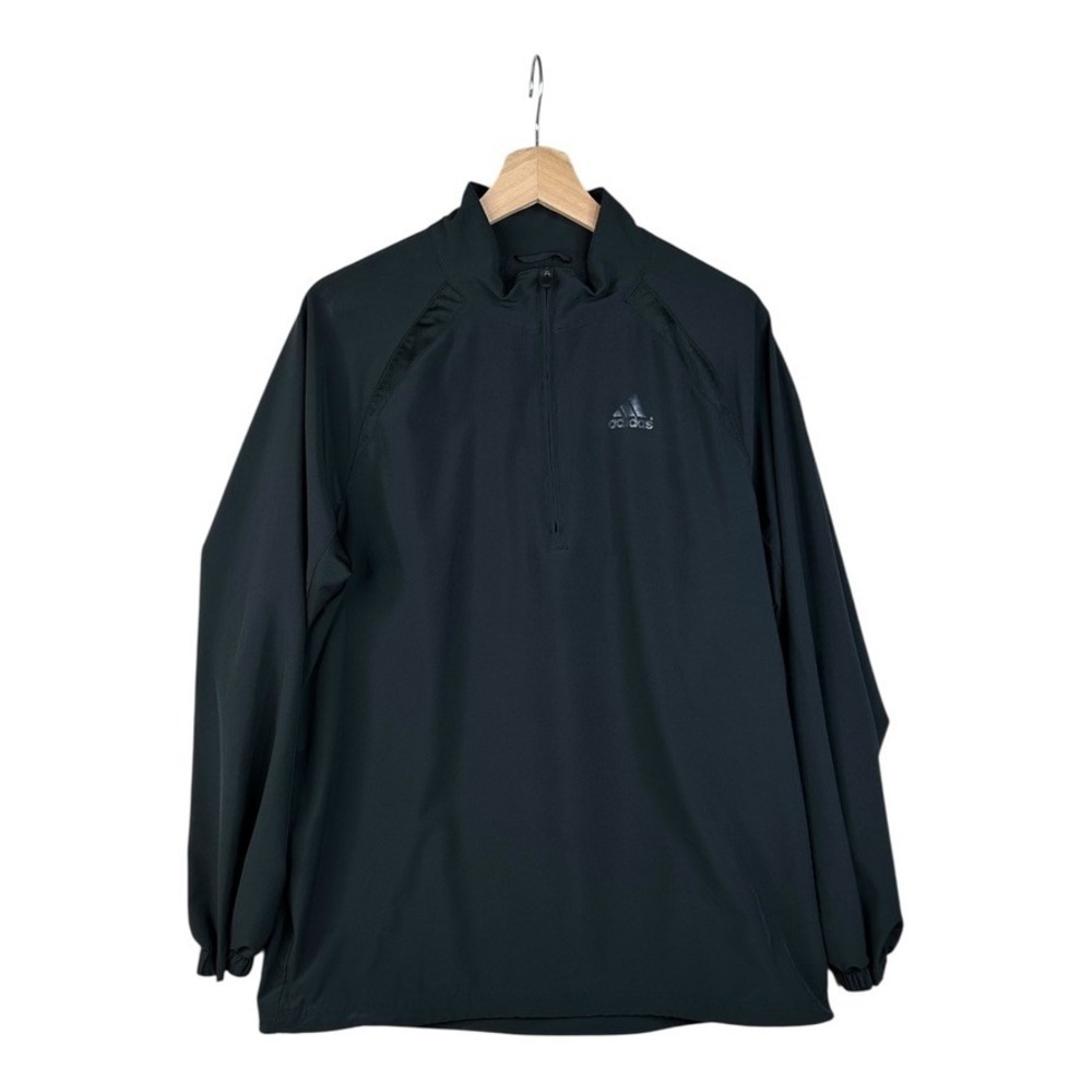 Mens Adidas 1/2‎ Zip Training Pullover Vented Cinch Hem Black Size Medium